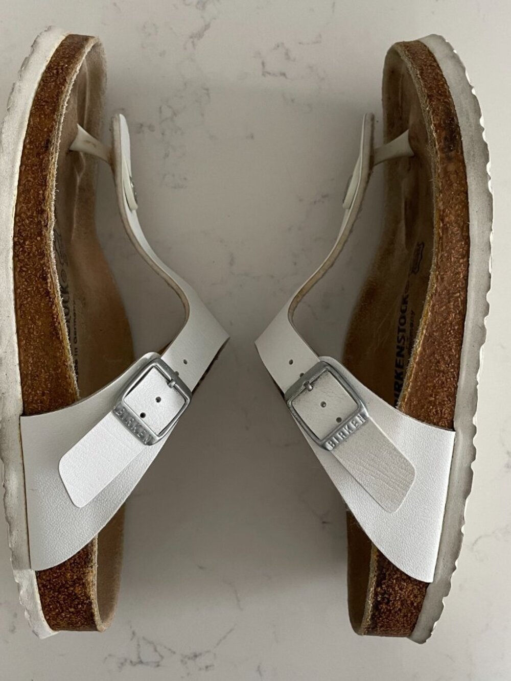Birkenstock Gizeh 245 Soft Footbed RFit Vegan Leather Thong Style Sandals Wht 38 - Picture 3 of 9